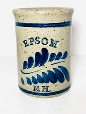 Vtg Artist Signed 6” Salt Glaze Pottery Blue Stoneware Crock Westerwald Epsom NH
