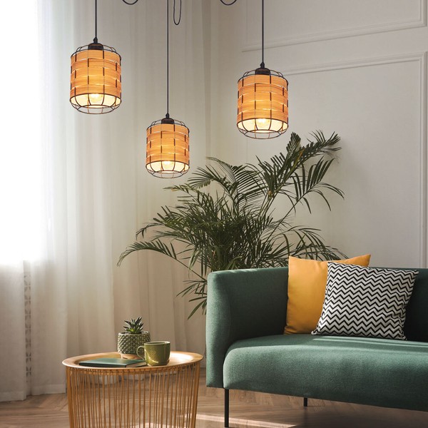 HäNgelampe Pendelleuchte Esstischlampe Holzoptik HöHe Verstellbar Braun H 200 Cm-image