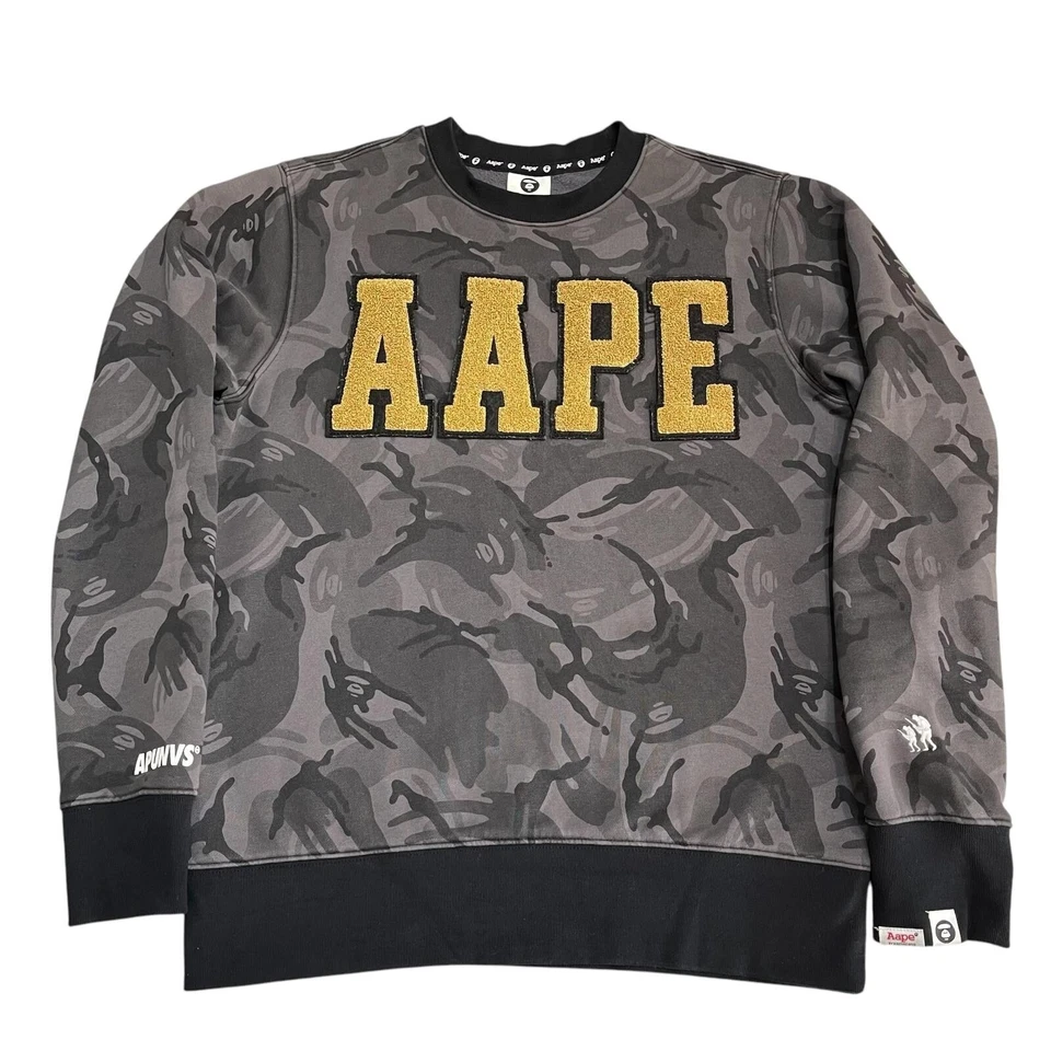 AAPE by A Bathing Ape Crew Neck Sweater Mens camo Golden Patches Size M - Image 3 of 4