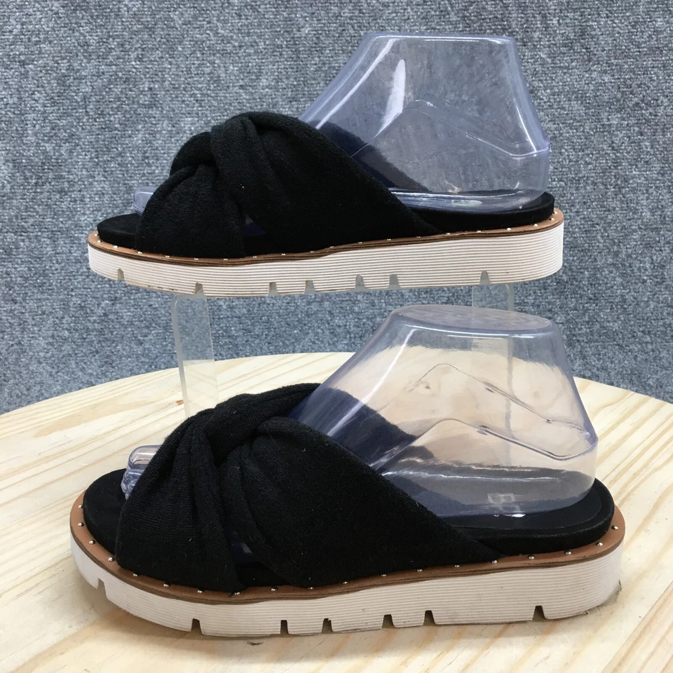 Sandalias BP para mujer 7 M informales cómodas sin cordones anudadas planas tela negra Foto 2 de 4