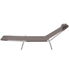 Folding Patio Chaise Lounge Outdoor Pool Sun Tanning Chair with Reclining Back