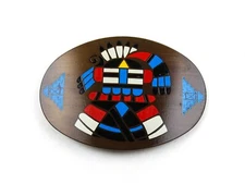 Vintage Native American Hopi Kachina Hand Detailed Winco Brass Belt Buckle 