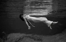 Creepy Floating Woman Photo Print Strange Wall Decor Spooky Photo