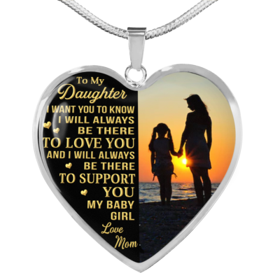 To My Daughter Necklace Love Mom Heart Pendant Mother Daughter Gifts For  Girls
