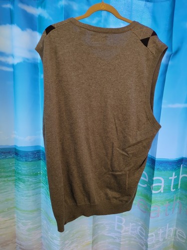 CHAPS men Cotton Vest Sweater Gray Argyle XXL A62 - Picture 4 of 5