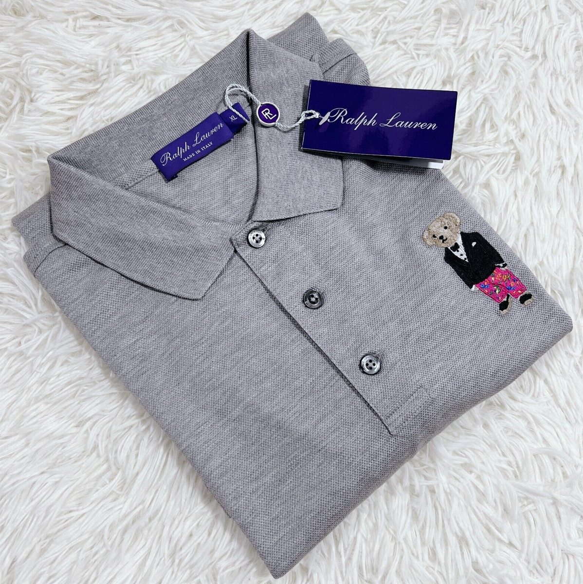 Ralph Lauren Purple Label Polo Bear Polo Shirt Tuxedo Bear Size XL