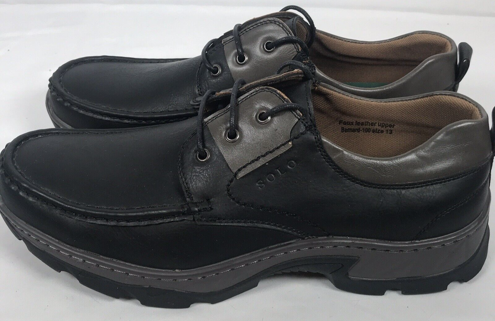 SAOLA Scarpe uomo Solo nere e grigie ecopelle stringate casual Oxford taglia 13