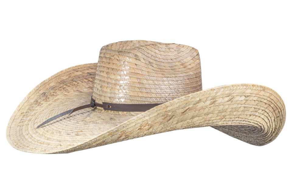 Mexart Cowboy Hat Mexican Palm Natural Straw Wide Brim | Sombrero Baquero de Palma Natural at Men's Clothing store
