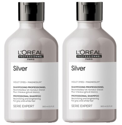 2x Loreal Professional Serie Expert Violet Dyes + Magnesium Silver Shampoo 300 m