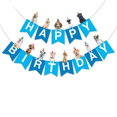 Girlande Geburtstag Happy Birthday Hunde Girlande Kindergeburtstag Party Deko