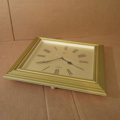 NICE Vtg Citizen Quartz Crystron Japan Wall Clock Gold Frame