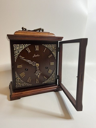 Stunning Mahogany Junghans Westminster Chiming Mantel Clock With Key German 10x8 - Foto 3 di 13