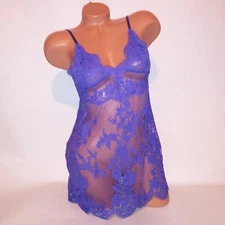 Victoria Secret Lingerie Chemise Slip Purple Allover Lace Adjustable Straps New