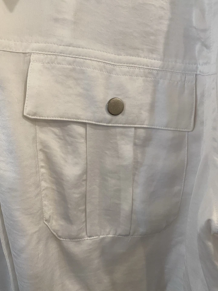 Sejour Nordstrom White Polyester Satin Jeans Style Jacket-16W - Image 3 of 4