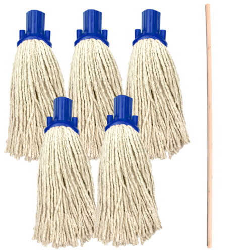 Cabezales de fregona de piso de algodón mango de repuesto azul limpieza de cocina fregonas de alta resistencia - Imagen 9 de 9
