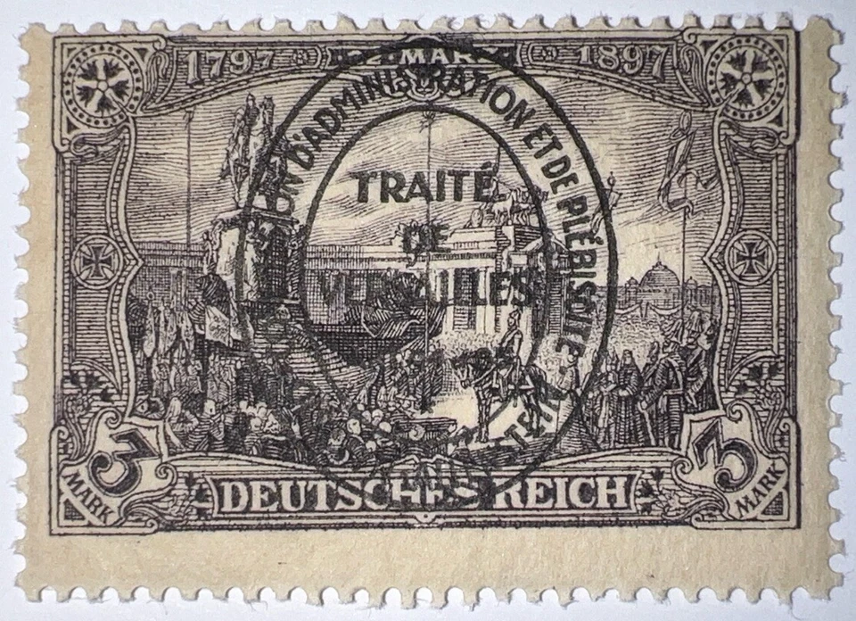 Travelstamps: Germany Treaty of Versailles Allenstein Plebiscite Stamp 3m Moglh - Image 3 of 4