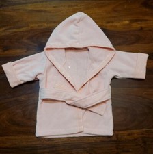 Pink Baby Girls Hooded Terrycloth Bathrobe Heart Trim  Cuffs 0-6 Month Size NWT