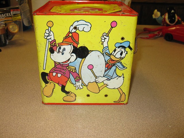 VINTAGE DISNEY MICKEY MOUSE CARNIVAL TIN POP UP JACK IN THE BOX AS-IS WITH BOX | eBay