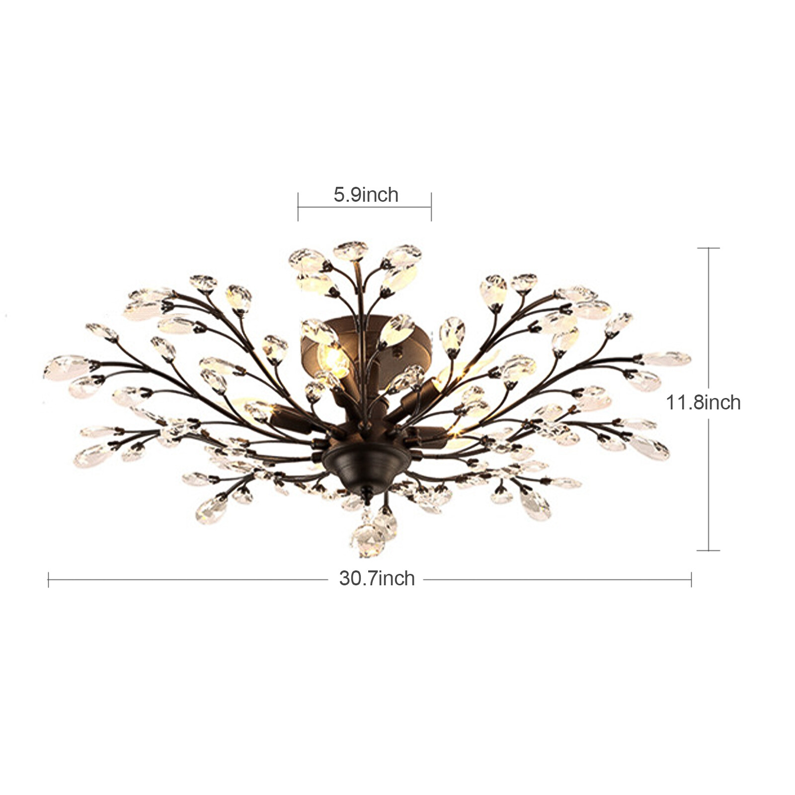 5-Lights Crystal Chandelier Light Branches Ceiling Pendant Lamp Vintage Fixture