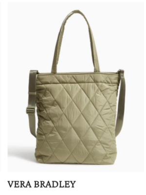 $159 Vera Bradley Tote Bag Ultralight North South L/XL Khaki Green