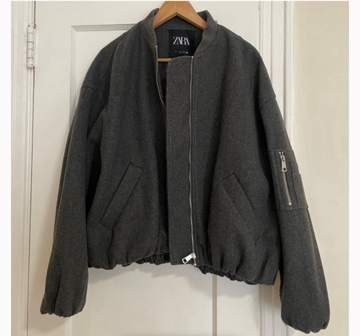 ZARA 美品　アウター ZARA Women's Pocket Sleeve Loose Wool-Like Bomber Jacket