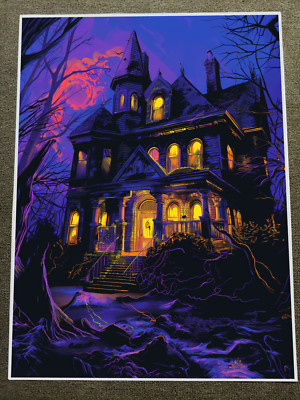 Haunted House Art Print - Spooky Mansion Poster 18x24in