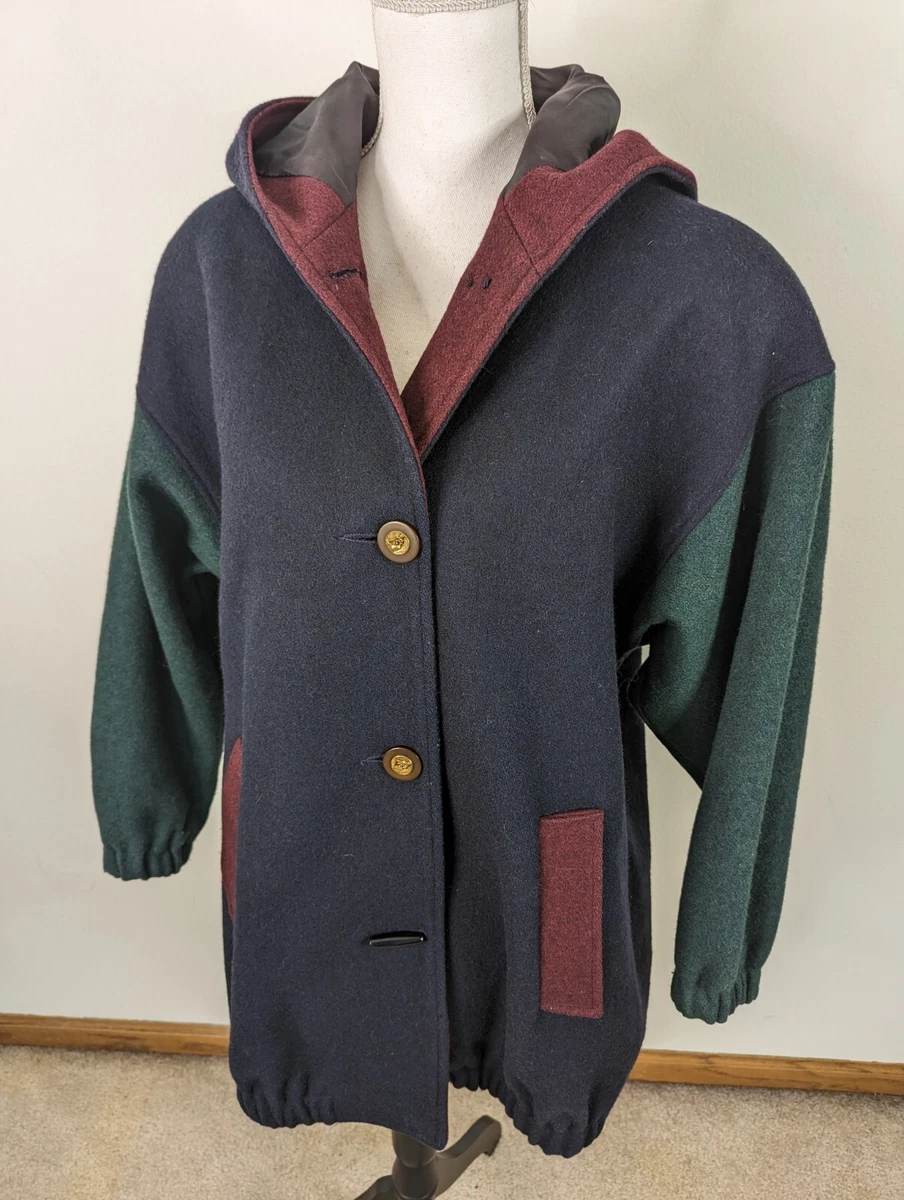 Vintage 90s Relaxed Oversized Fit Color Block Hooded Parka Jacket/Coat Women's M