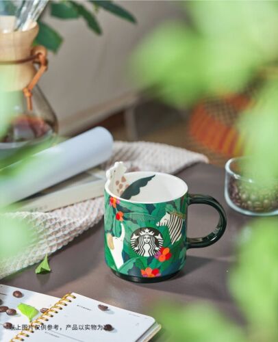 New 2023 China Starbucks 10oz Tropical Forest Animals Ceramic Mug - Afbeelding 1 van 6