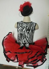 Tap Jazz Dance Pageant Costume Girls Sizes Zebra ruffled skirt Mini Topper