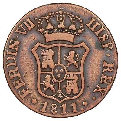 Espagne - Principauté de Catalogne - 3 quartos 1811 - cuivre - KM.115 - Cal.1521 - Photo 1/2
