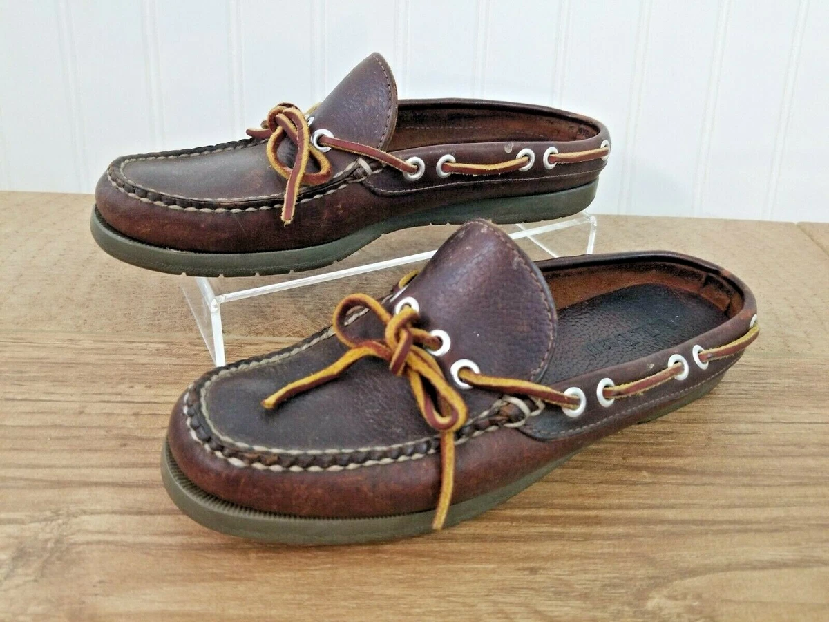 L.L. BEAN Men s 6.5 M Pebbled Leather Slip on Boat Deck Shoes