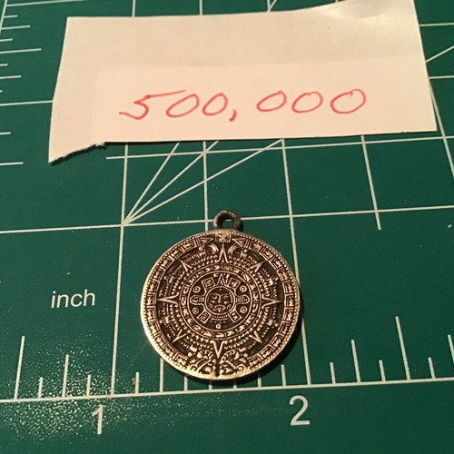 Sterling Silver 925 Aztec Mayan Sun Calendar Charm Pendant