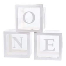 	TECKED First Birthday Decorations For Boy Or Girl 3 Pcs ONE Balloon Boxes	