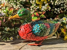 Antique Pre-war J.A.J Issamayer German Colorful Duck Wind-up Clockwork Tin Toy 