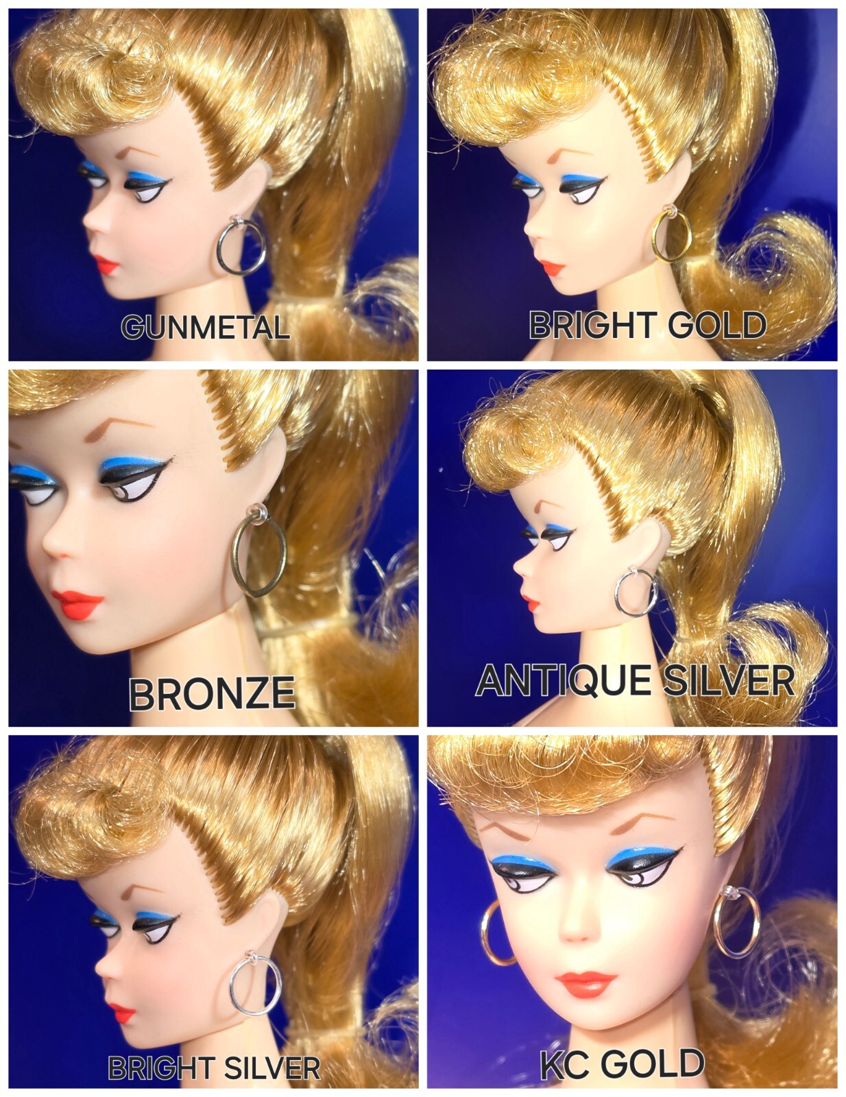 HOOP EARRINGS with Safe Plastic Posts Doll Jewelry VINTAGE REPRO made for Barbie-image