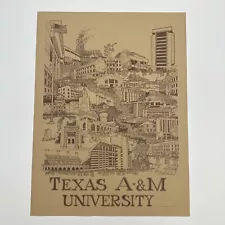 Texas A&M Aggies University 1980 Art by Wallace Hughes Large 24x18 Print