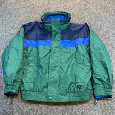 Vintage 90s Columbia Youth Large 10/12 Blue Green Colorblock Double Layer Jacket