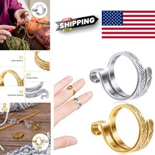 Adjustable Knitting Crochet Loop Rings 2 Pack Gold and Silver Finger Holders