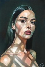 original drawing 20 x 30 cm 333AO artwork pastel modern female portrait