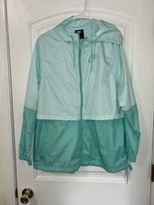 Nike Light Blue  Teal Hooded Windbreaker Jacket Size Large