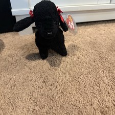 1998 Ty Beanie Babies GiGi Dog Black French Poodle Stuffed Animal Plush