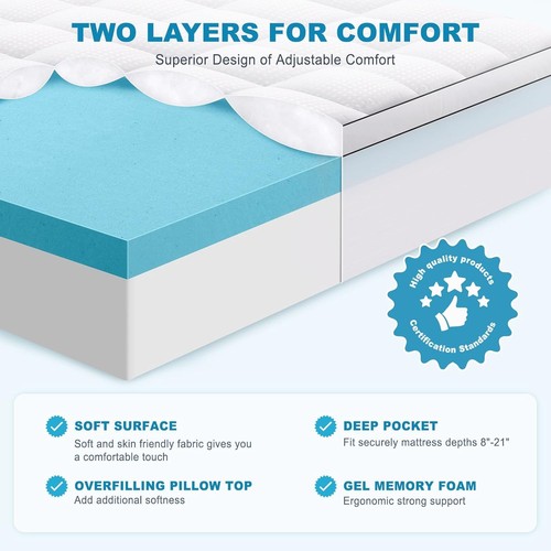 Ergonomic Twin Size Mattress Topper with Cooling Effects for Ultimate Sleep - Picture 4 of 9
