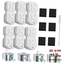 Cat Water Fountain Filter Kit - 6 Filters, 6 Sponges & 1 Brush - Compatible