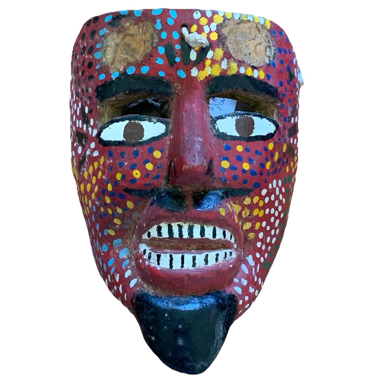 Mexican Hand Carved Devil Wooden Small Mask Folk Art Diablo Missin