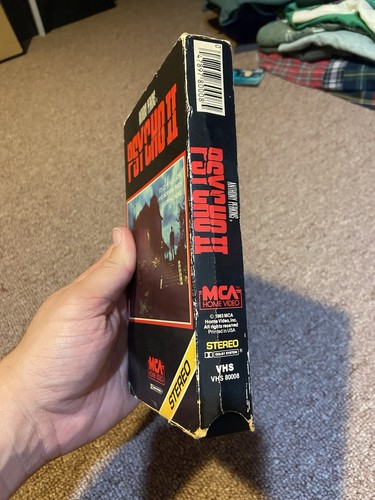 Vintage Psycho 2 VHS gelb Stereo Streifen Cover Anthony Perkins MCA, 1984 - Bild 3 von 6
