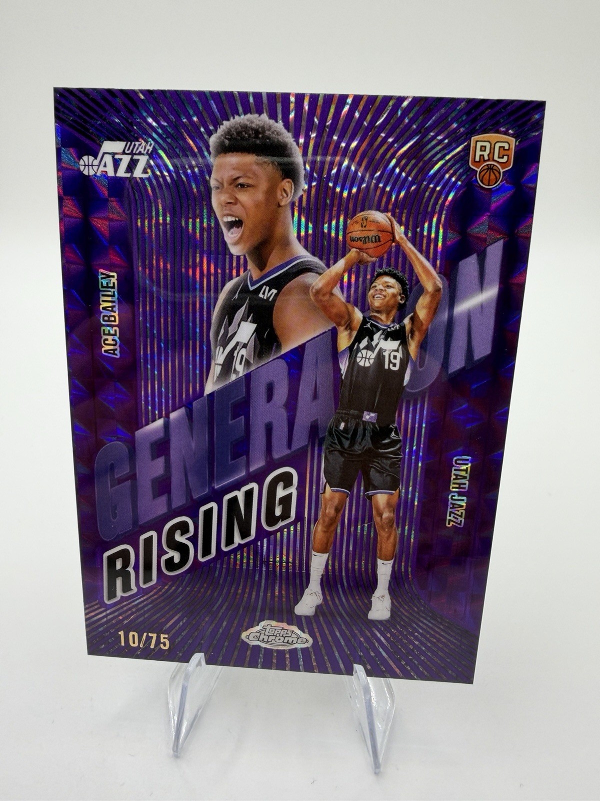 2025-26 Topps Chrome Ace Bailey Generation Rising /75 RC Purple Jazz Color Match
