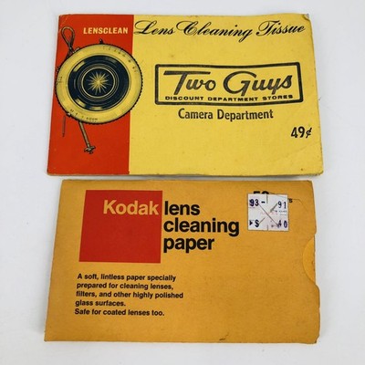 Vtg KODAK & Two Guys Department Stores Lens Cleaning Tissue Packs