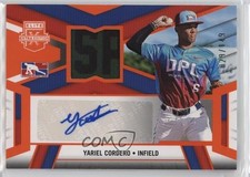 2023 Elite Extra Edition DPL Material Signatures Orange Yariel Cordero Auto 4z8