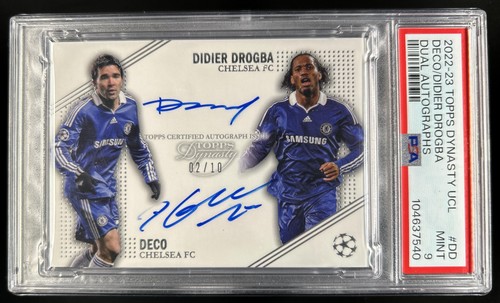 2022-23 Topps Dynasty UEFA Didier Drogba Deco Dual Auto #/10 Chelsea PSA 9
