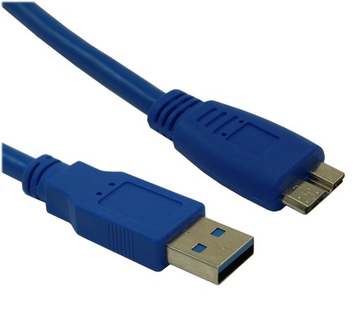 10ft USB 3.2 Gen 1 SUPERSPEED 5Gbps Type A to Micro-B Male Cable Blue - 第 2/3 張圖片
